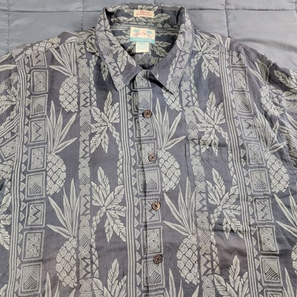 Reyn Spooner Regency Silk Jacquard Mens XL Gray Button Shirt Floral Comfort - Picture 3 of 8
